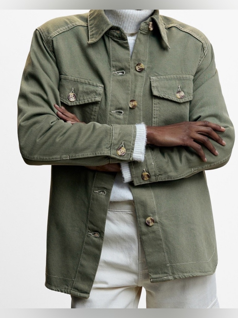 Mango Olive Green Military Field Jacket